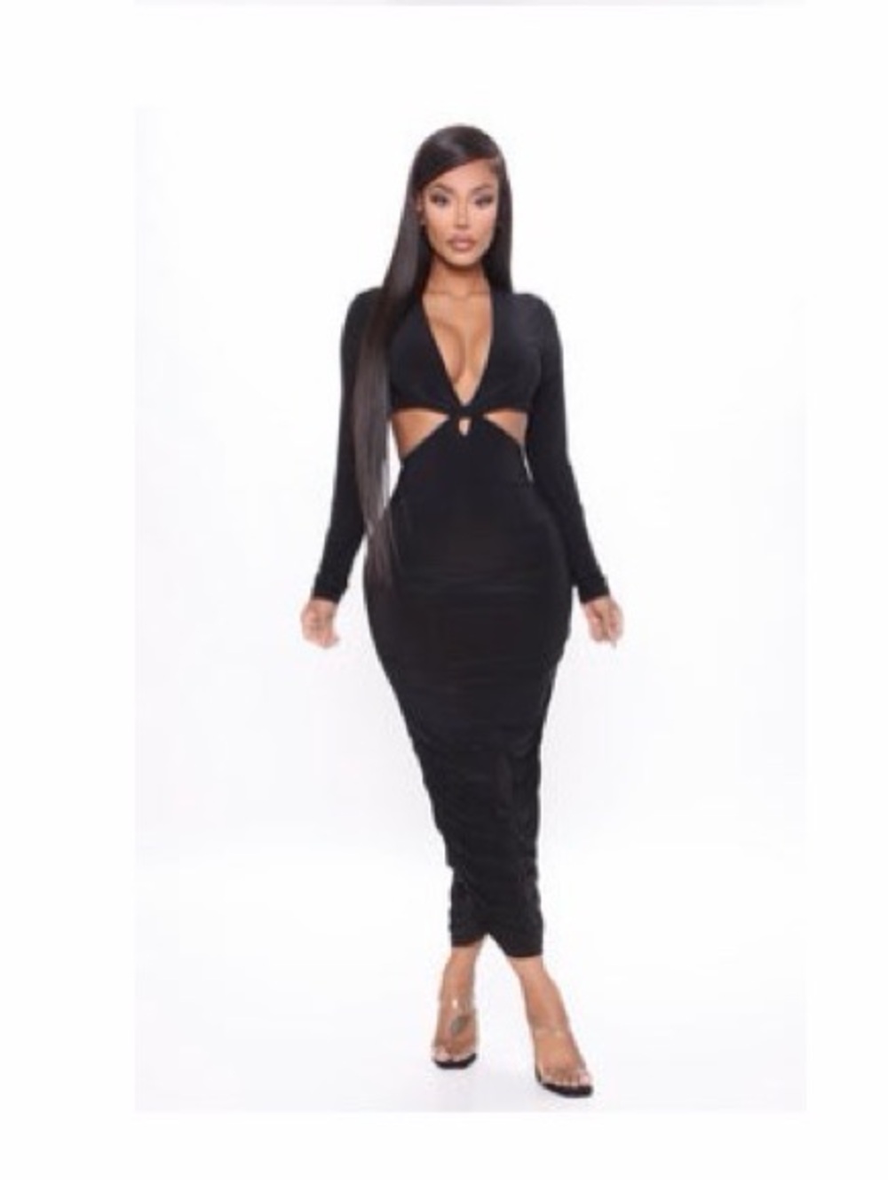 Cut Out Midi Dress - White -